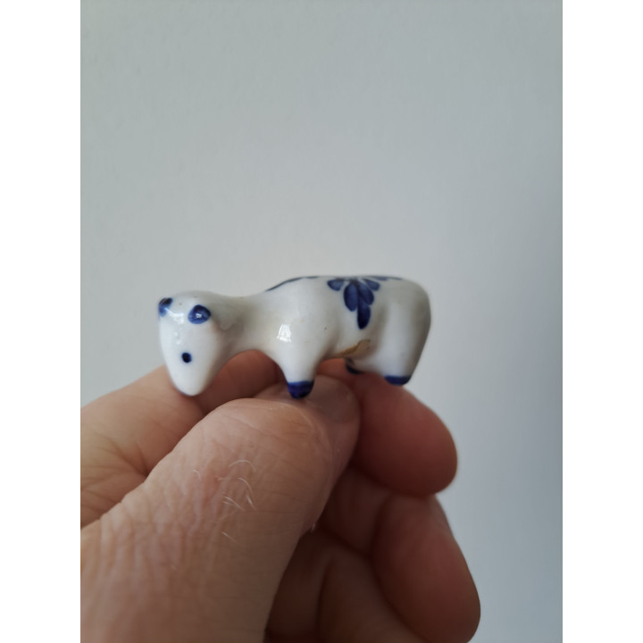 Delfts blauw koe, porseleinen 5.5x2x2cm