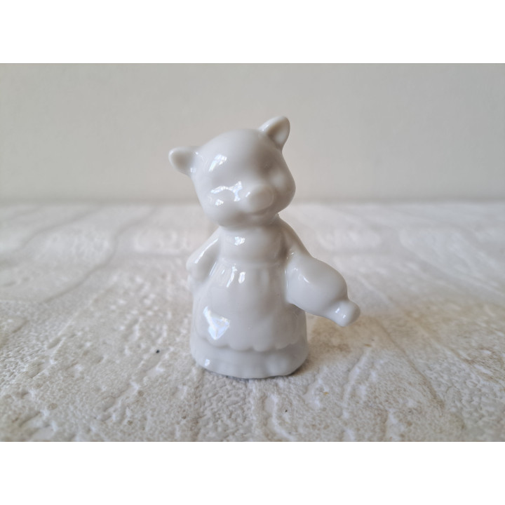 Varken met theepot, porseleinen 4x2.5x6cm - Verzamelobjecten