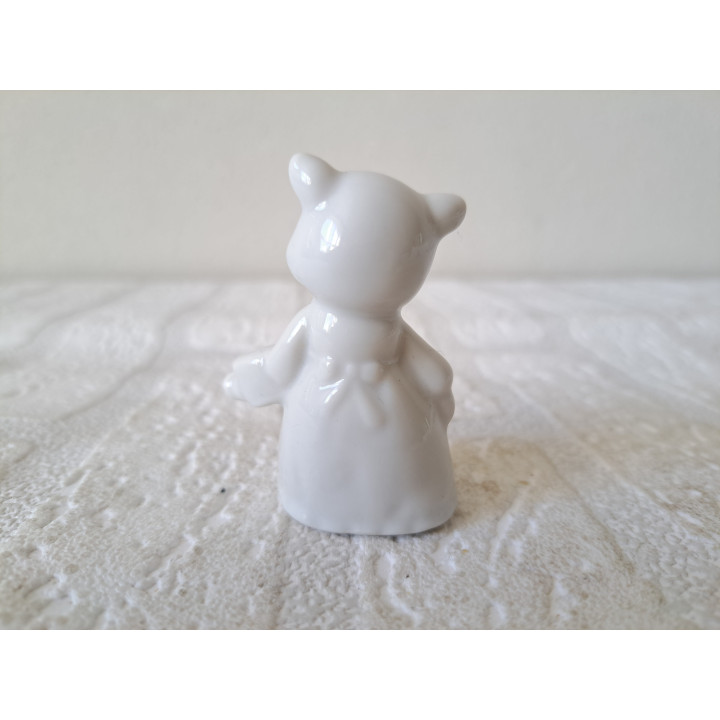 Varken met theepot, porseleinen 4x2.5x6cm - Verzamelobjecten