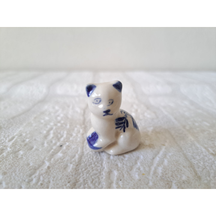 Delfts blauw poes, porseleinen 3x2x3.5cm - Verzamelobjecten