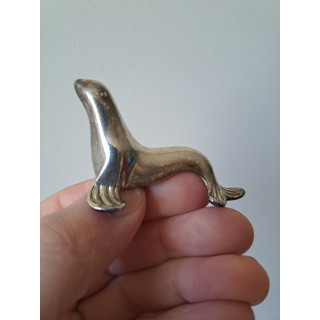 Verzilverd zeehond, 5.5x4x3.5cm