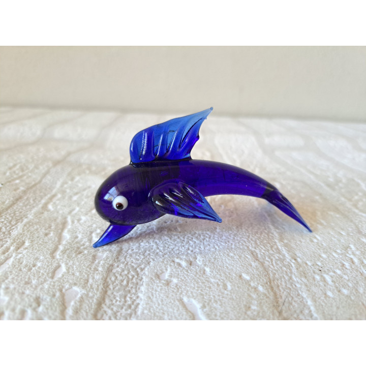 Blue Solid Glass Dolphin Figurine | Elegant Sea Decoration