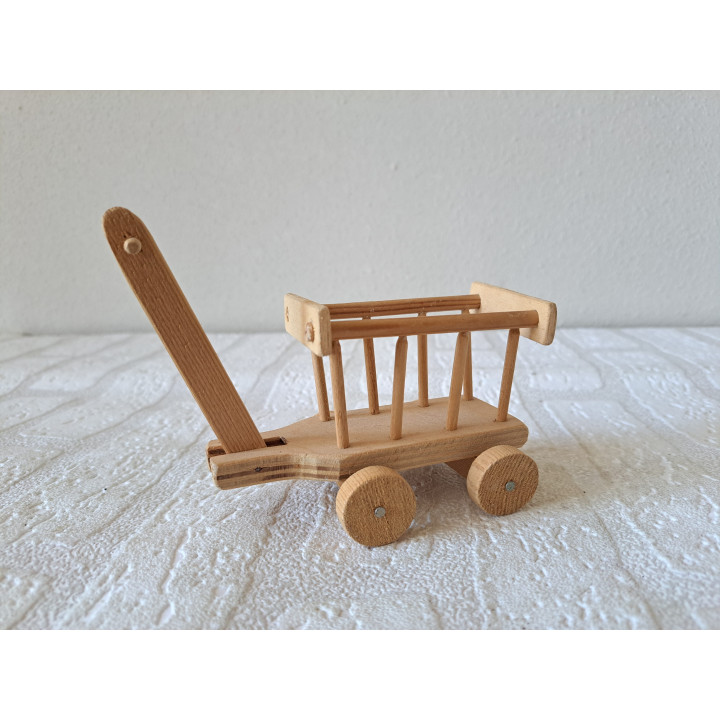 Houten ladderwagen-bolderkar, 11x6x11cm - karren