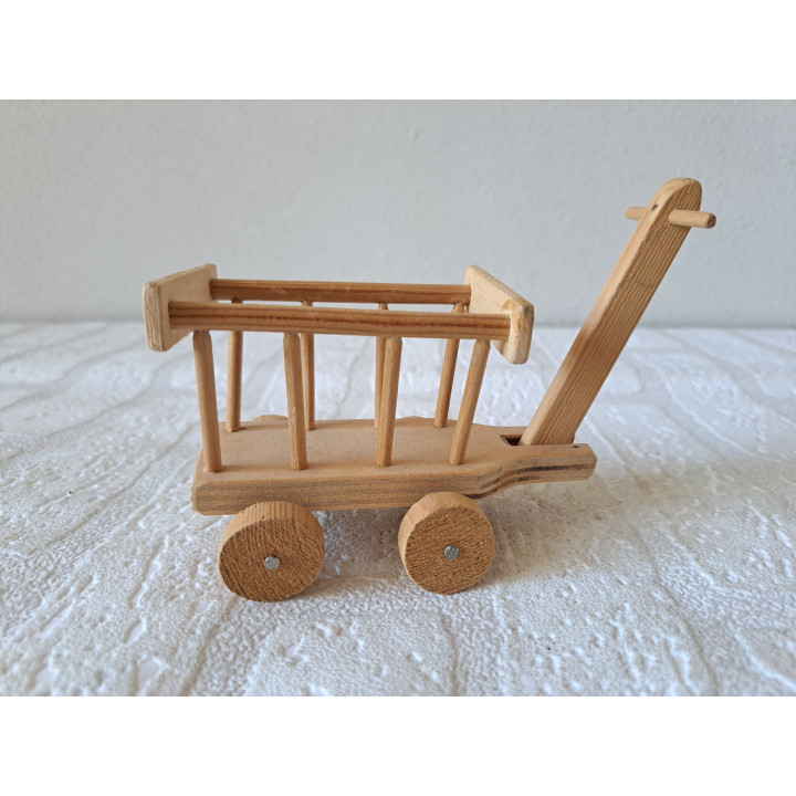 Houten ladderwagen-bolderkar, 11x6x11cm - karren