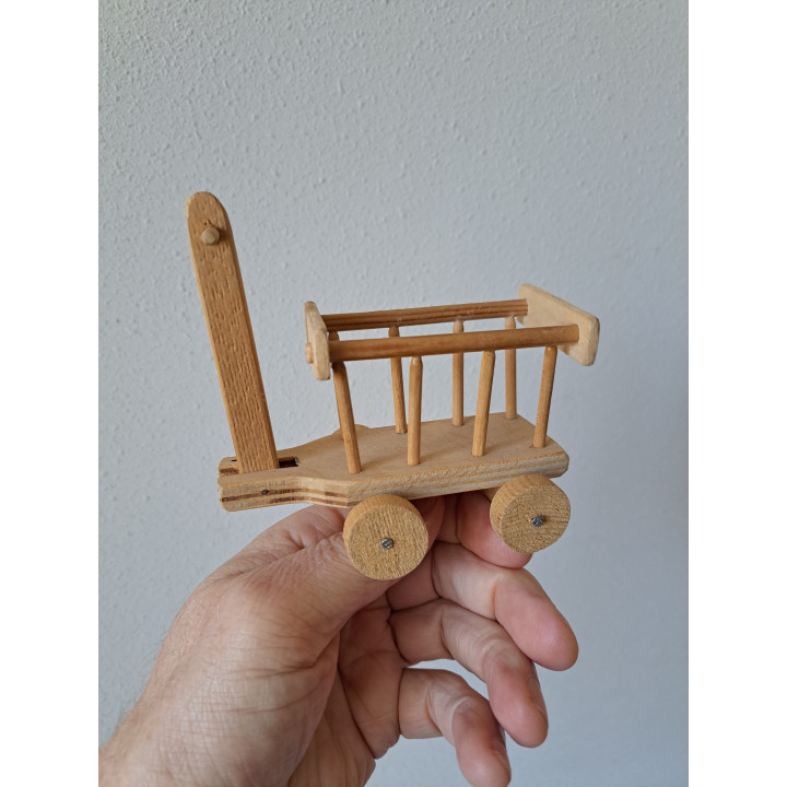 Houten ladderwagen-bolderkar, 11x6x11cm