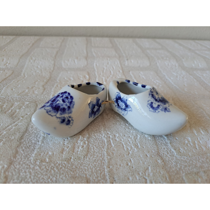 Delftse blauw klompen van porselein, 8x3.5x3.5cm (2) -  klompen