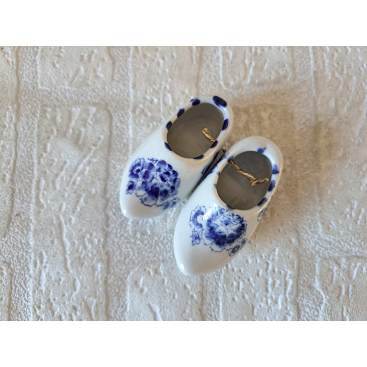 Delftse blauw klompen van porselein, 8x3.5x3.5cm (2) -  klompen