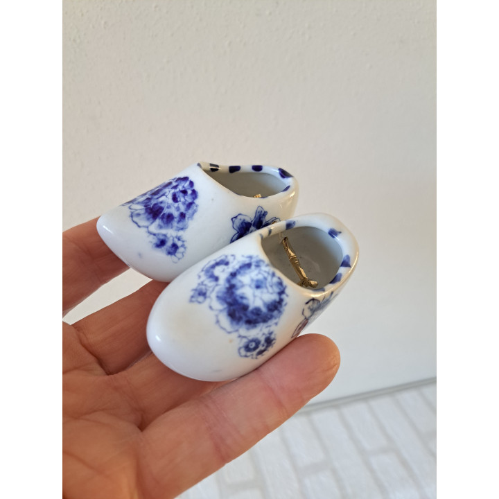Delftse blauw klompen van porselein, 8x3.5x3.5cm (2)