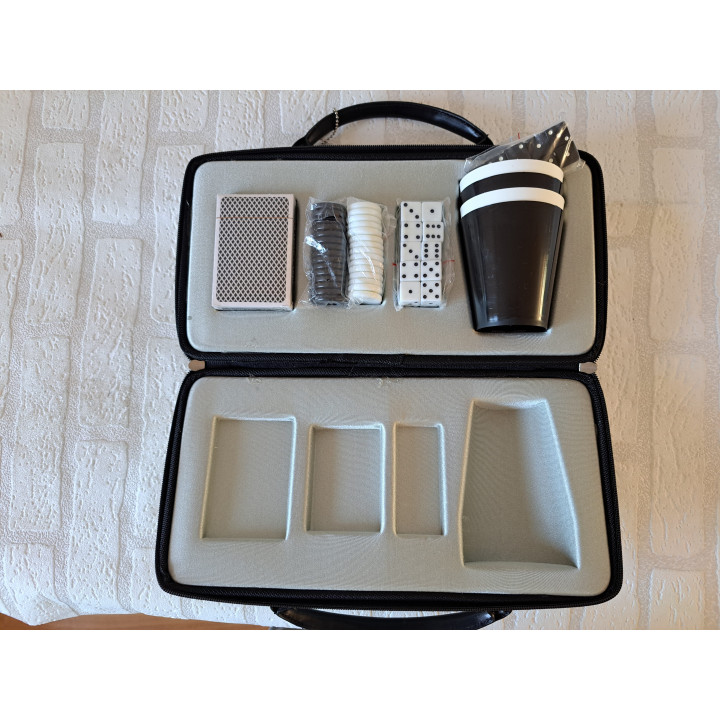 Speelkaarten, fiches en dobbelstenen in draagtas 32x18x11cm -  spellen