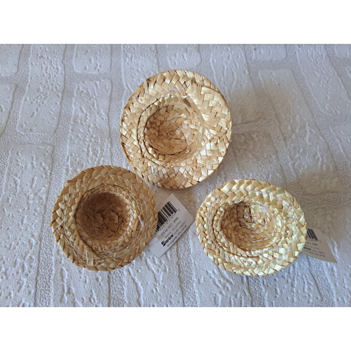 Doll Hats Reed Set of 3 | Miniature Hat Decoration