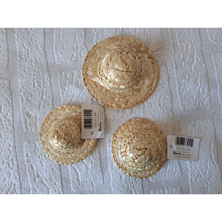 Doll Hats Reed Set of 3 | Miniature Hat Decoration