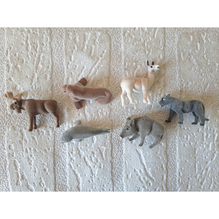 6 stuks Flock-miniatuurdieren, 4.5x4x1.5cm (1) - dierfiguren