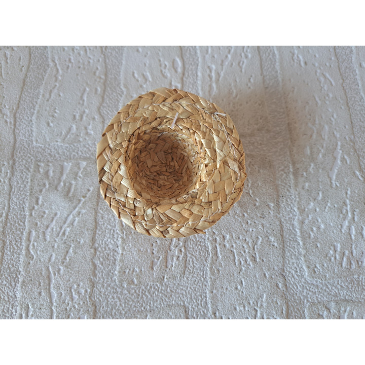 Poppenhoed, riet, 3.5cm binnenmaat, 7.5cm buitenmaat - hobby
