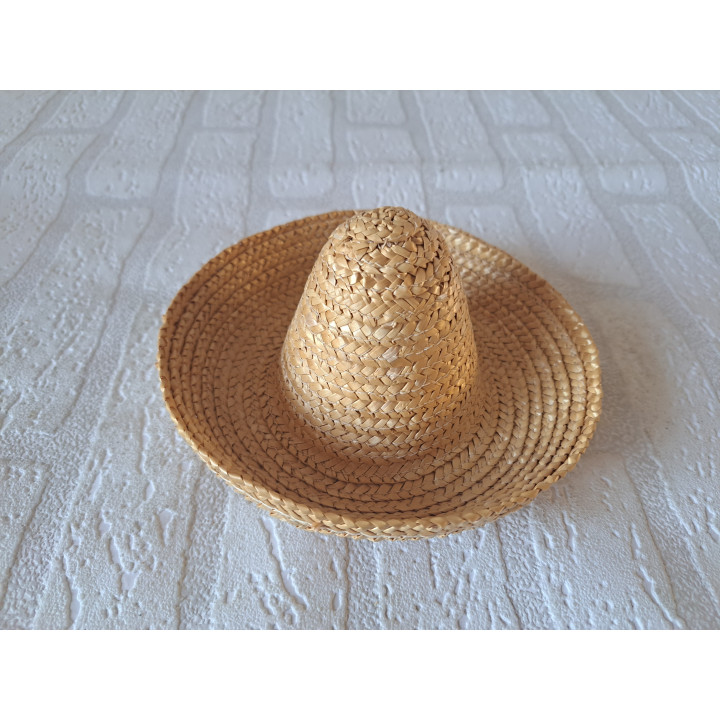 Poppenhoed, riet, 7.5cm binnenmaat, 16cm buitenmaat - hobby