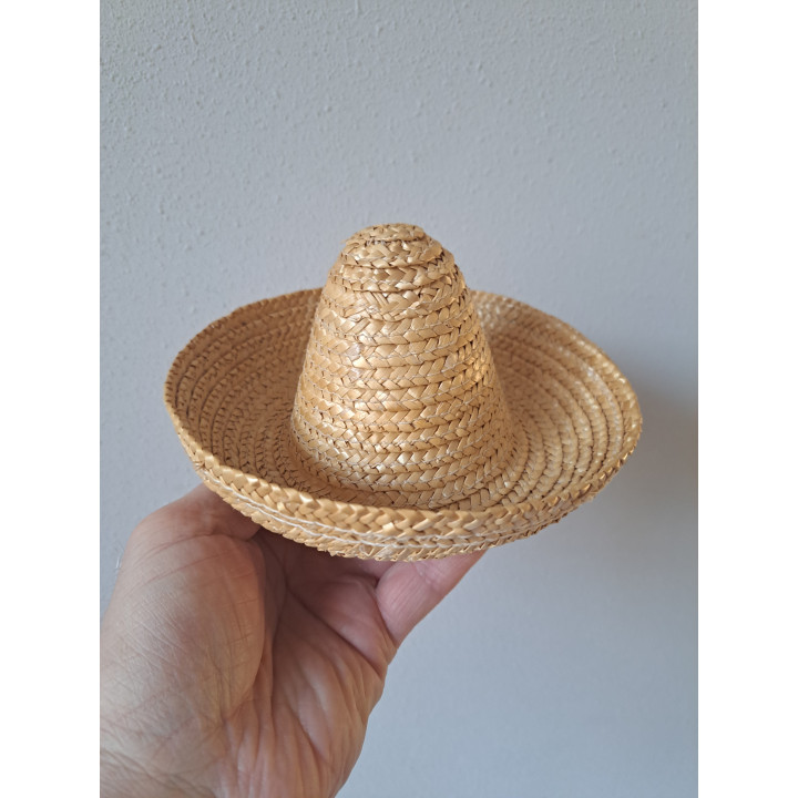 Poppenhoed, riet, 7.5cm binnenmaat, 16cm buitenmaat