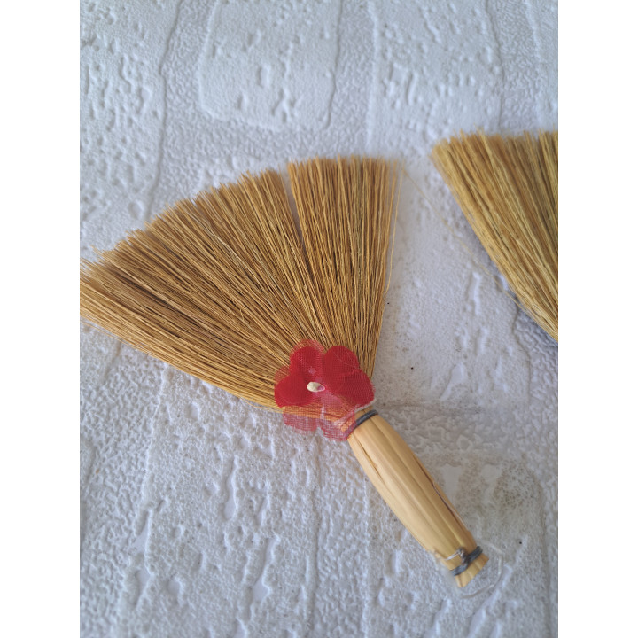 Mini Bezems van Riet Set van 3 | Seizoensdecoratie