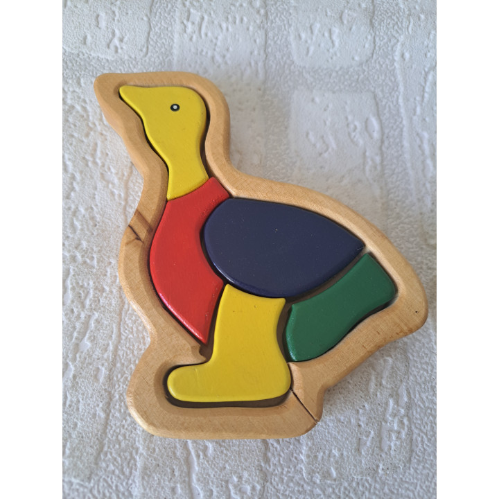 Houten puzzel eend met 5 stukken 16x10x1,5cm