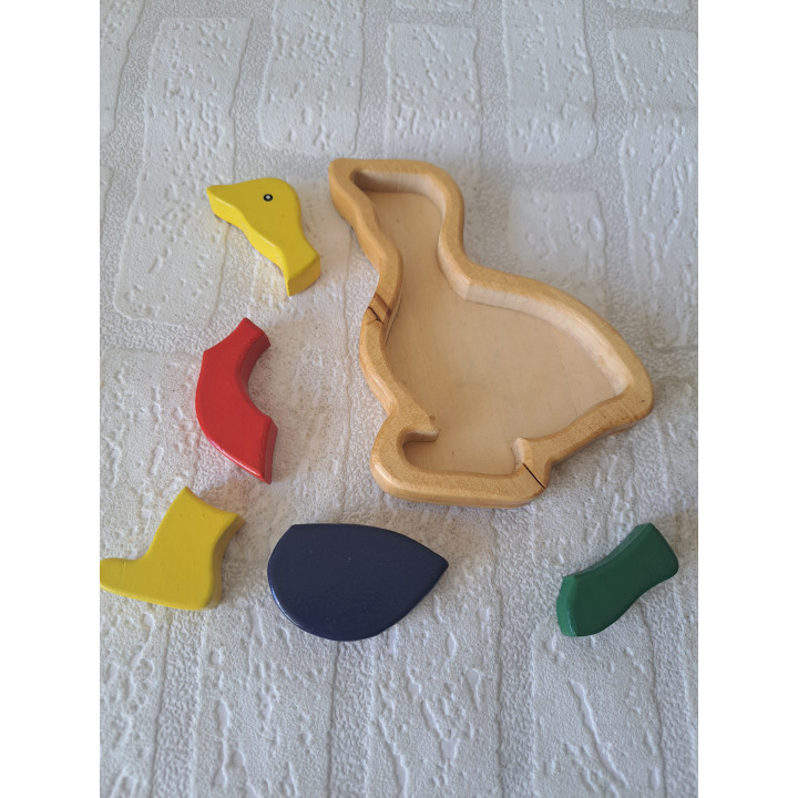 Houten puzzel eend met 5 stukken 16x10x1,5cm
