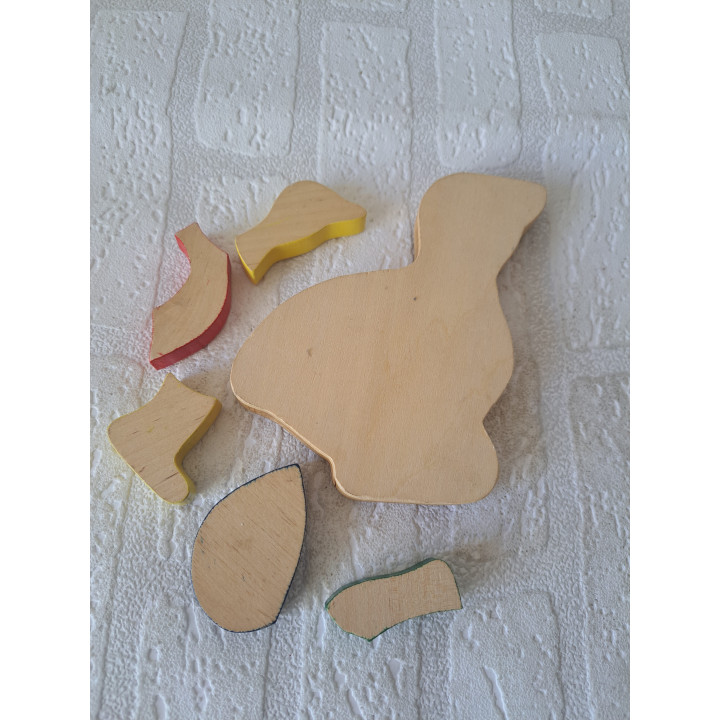 Houten puzzel eend met 5 stukken 16x10x1,5cm
