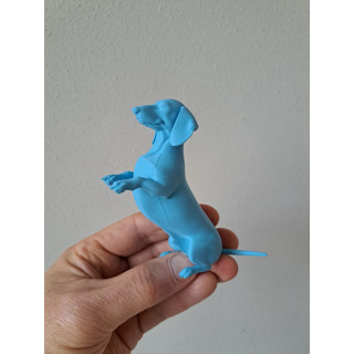 Lichtblauw 3d print Teckel hond, PLA 10x3.5x10cm