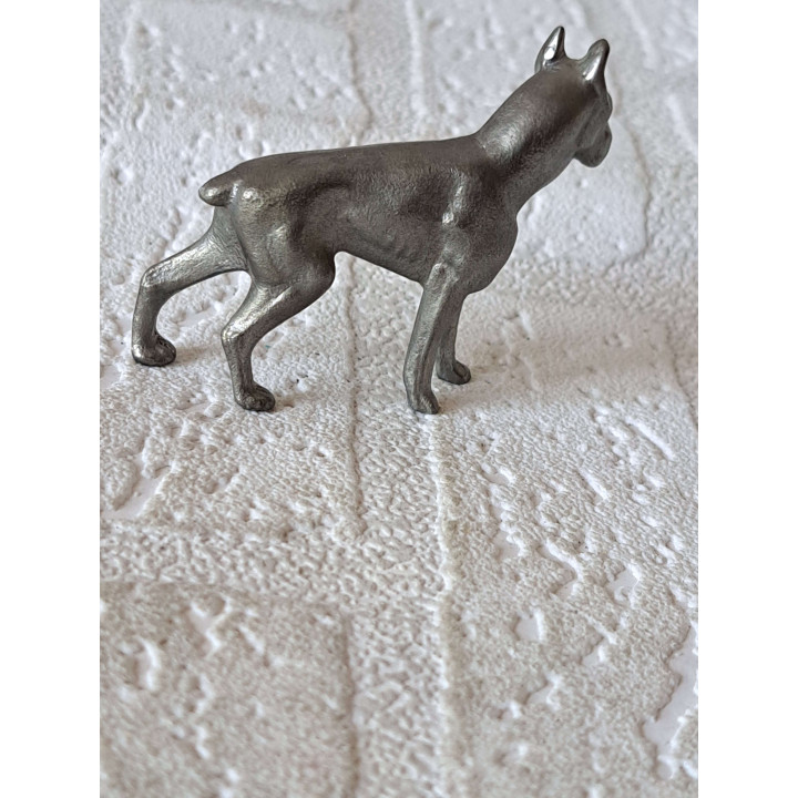 Small Pewter Boxer Dog Figure | Vintage Copy Number 2