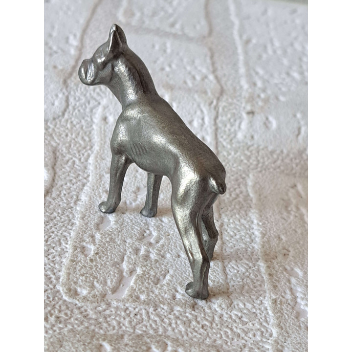 Small Pewter Boxer Dog Figure | Vintage Copy Number 2