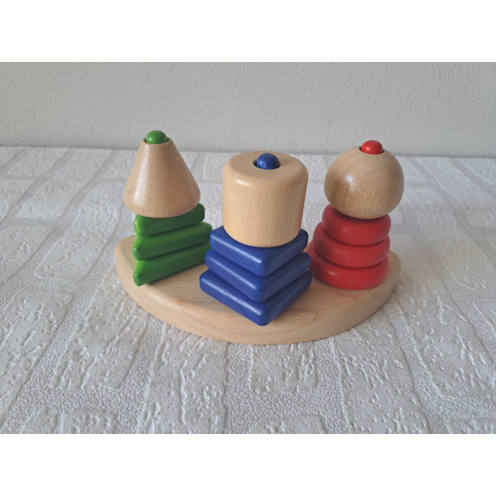 Geo Trio Wooden Building Blocks | Stacking Toy Voile