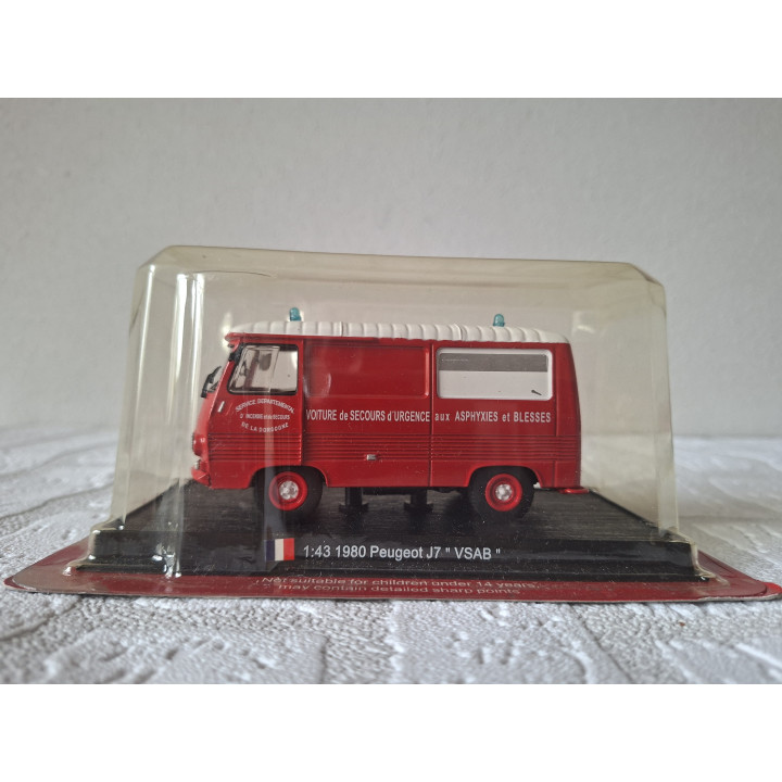 Peugeot J7 VSAB 1980 Brandweerbus 1:43 Del Prado Schaalmodel