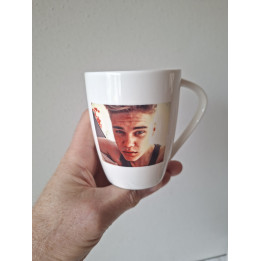Porseleinen Mok met Zanger Justin Bieber - Handbedrukt
