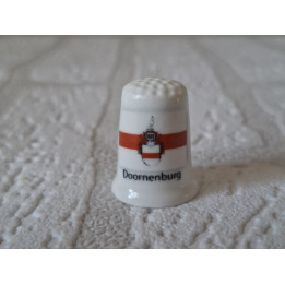 Doornenburg Porcelain Thimble with Flag and Coat of Arms