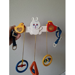 Baby Activity Toy with Rabbit and Chick Pull Cord 62x4x40 cm