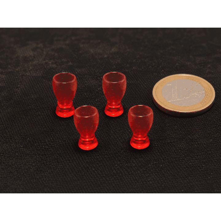 Set Drinkglazen Transparant Rood Kunsthars 1:12 Poppenhuis Miniatuur