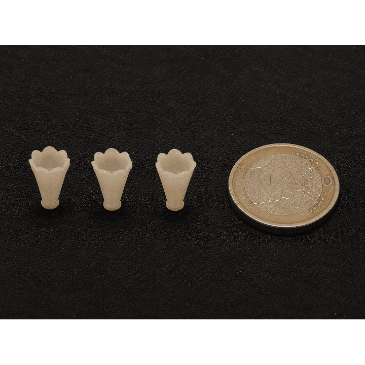 Set of White Flower Vases 1:12 Resin Dollhouse Miniature
