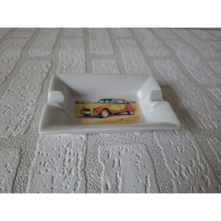 Ashtray with Citroën 2CV Yellow and Orange | Porcelain