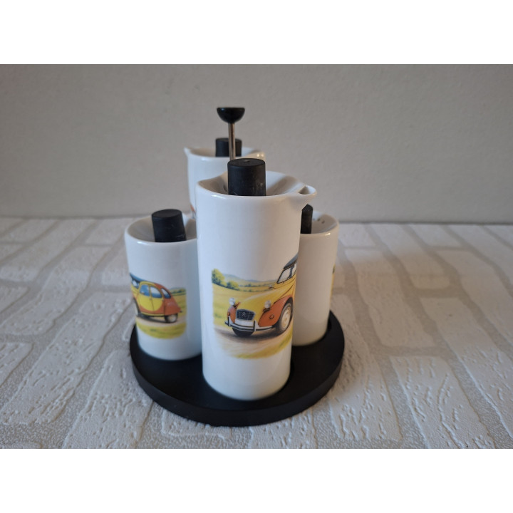 Citroën 2CV Menage Set Olie Azijn Zout Peper Wit Qdo