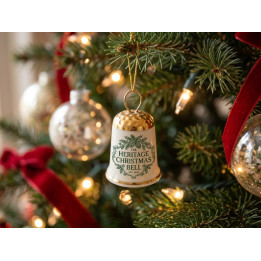 Custom digital photo, logo, or advertisement on a porcelain Christmas bauble thimble.