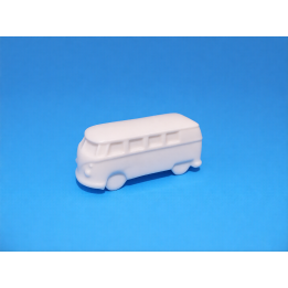 Eigen digitale foto logo reclame op een Porselein Volkswagen T1 bus