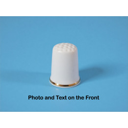 Custom digital photo logo advertisement on a porcelain thimble photo and text front-gold rim