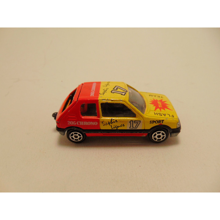 Peugeot 205 gti Flash team Majorette geel - rood