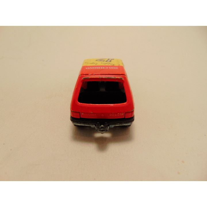Peugeot 205 gti Flash team Majorette geel - rood